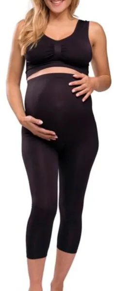 Graviditets leggings m. støtte 3/4 længde sort - Large